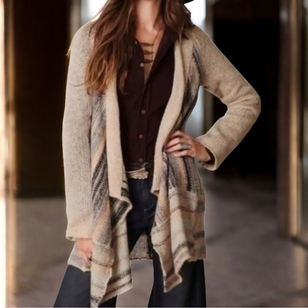 Love Stitch Boho Western Cascading Waterfall Open Front Cardigan Sweater Size M